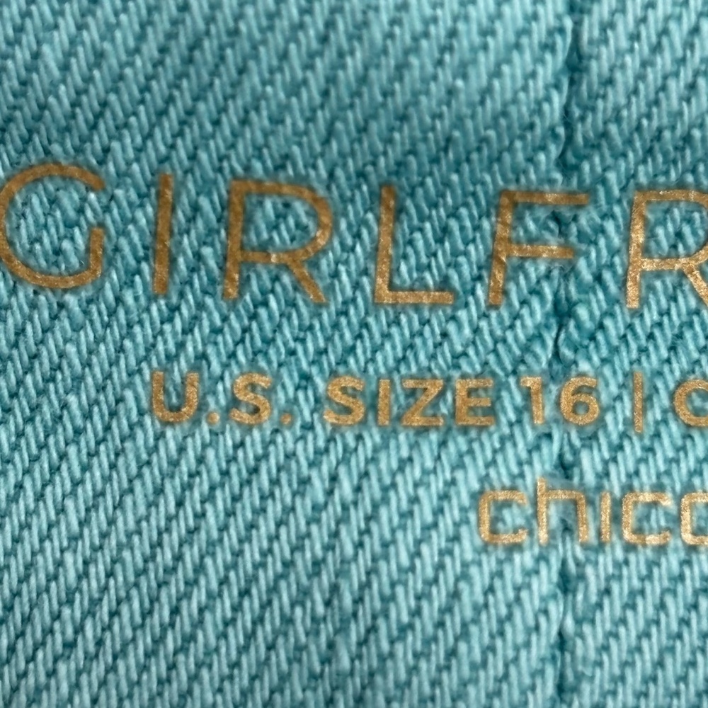 Chico's Size 3 Womens 16 So Slimming Girlfriend Slim Leg Crop Jeans Turquoise - Picture 5 of 10